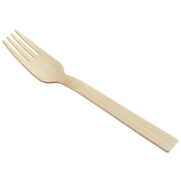 A compostable bamboo fork.
