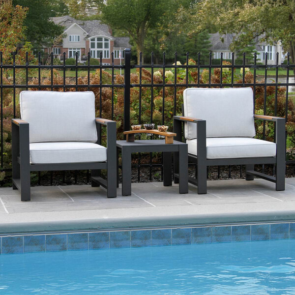 Outdoor Interiors Siena 22" x 22" Black Aluminum Accent Table