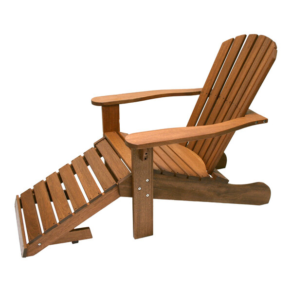 Outdoor Interiors Eucalyptus Adirondack Chair with Built-In Ottoman