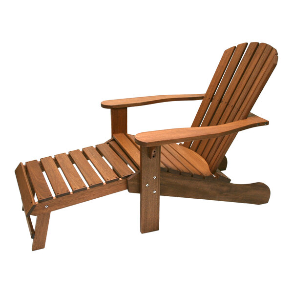 Outdoor Interiors Eucalyptus Adirondack Chair with Built-In Ottoman