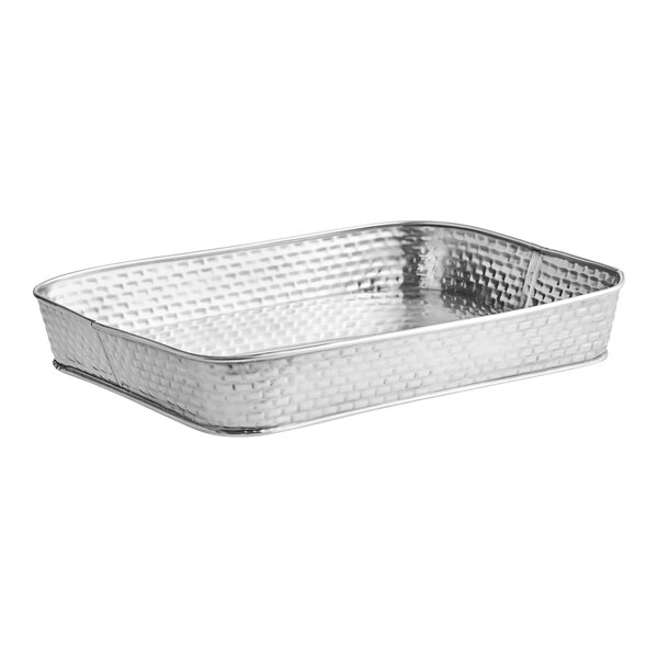 Tablecraft Brickhouse 12" x 9" Rectangular Stainless Steel Platter - 12/Case