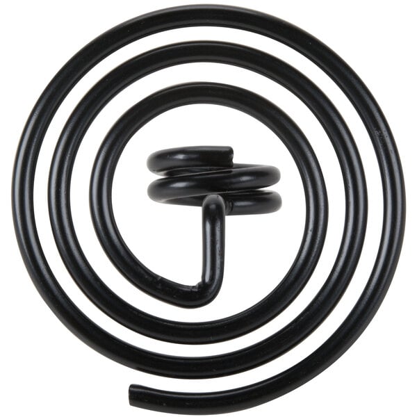 A black metal swirl base card holder.