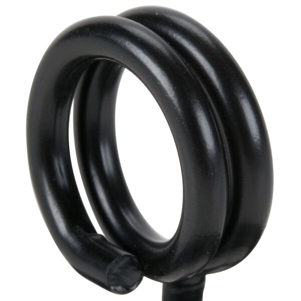 A black metal swirl base card holder.