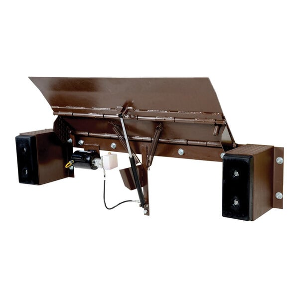 A powered hydraulic steel dock leveler with a 29-inch by 72-inch platform and a 20,000-pound capacity.