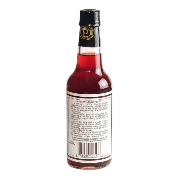 A 10 fl. oz. bottle of Peychaud's Aromatic Cocktail Bitters.