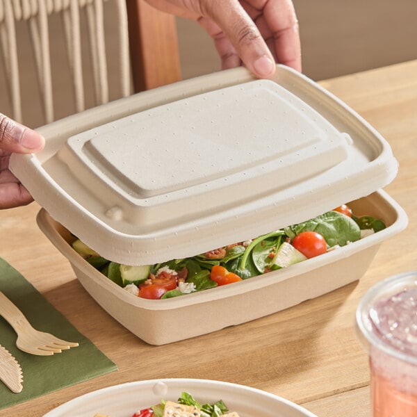 Tellus Products 24-32 oz. Rectangular Fiber Take-Out Lid - 300/Case