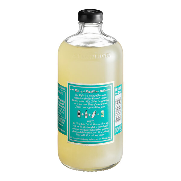 A 750 mL bottle of Stirrings Mojito Mix.