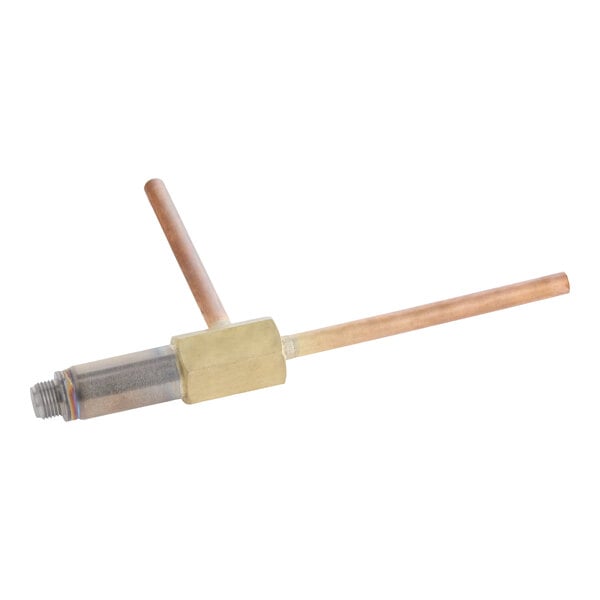 A brass and copper hot gas valve for Avantco ice machines.