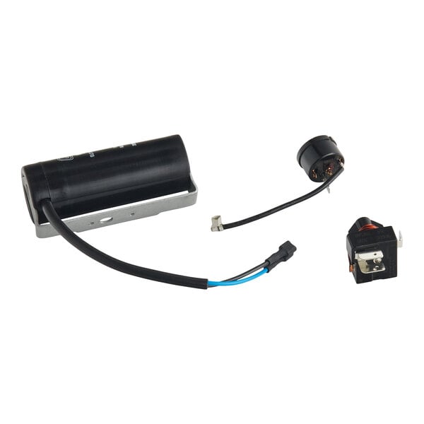 An electrical kit for a compressor, including a capacitor, relay, and overload protector, designed for the Avantco Ice EUC-G-80-A model.