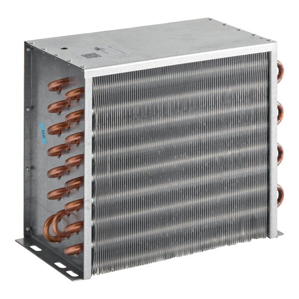A metal condenser unit with copper tubing, designed for use with Avantco EUC-H-230-A and EUC-F-230-A models.
