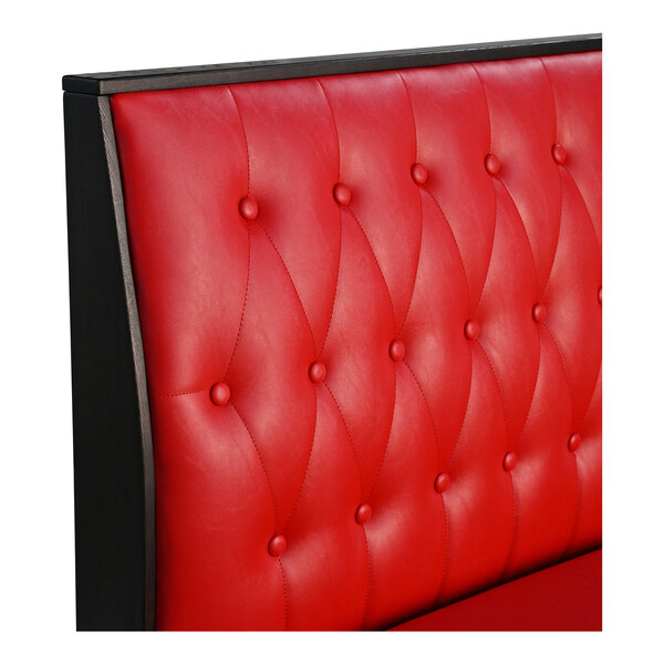 American Tables & Seating William 45 1/2" Long Bright Red Upholstered Single Booth with Button Tufted Back and Walnut Finishes - 42" High
