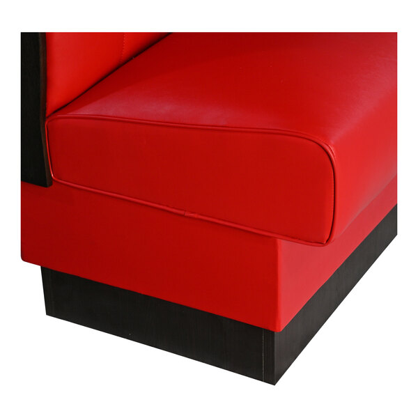 American Tables & Seating William 45 1/2" Long Bright Red Upholstered Single Booth with Button Tufted Back and Walnut Finishes - 42" High