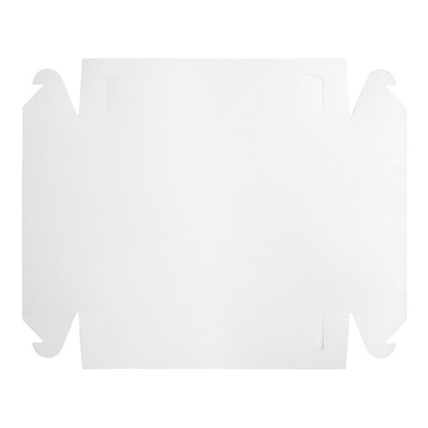 A flat, unfolded white cardboard sheet designed to be assembled into a half sheet cake or bakery box.