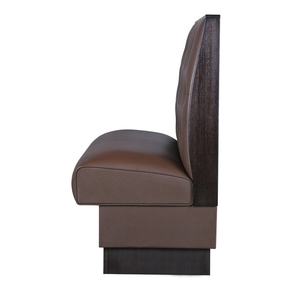 American Tables & Seating William 45 1/2" Long Brown Upholstered Single Booth with Button Tufted Back and Walnut Finishes - 42" High