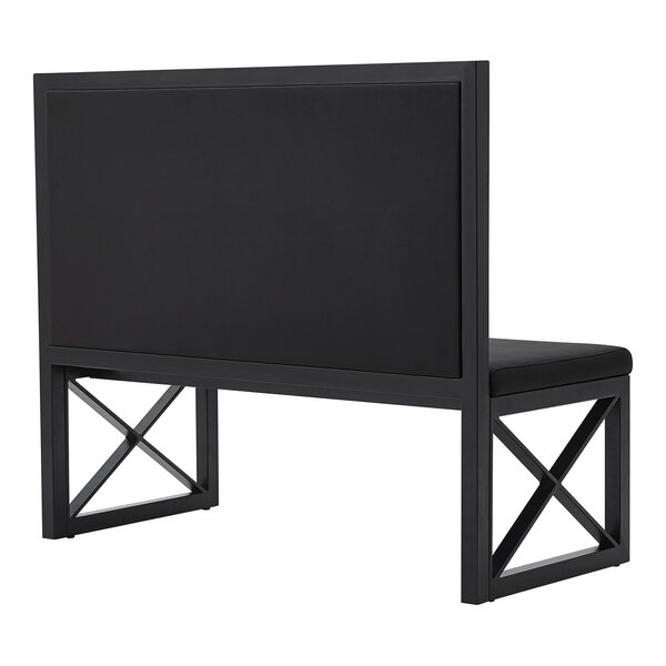 American Tables & Seating 47 1/2" Long Black Metal Single Booth with Black Vinyl - 42" High