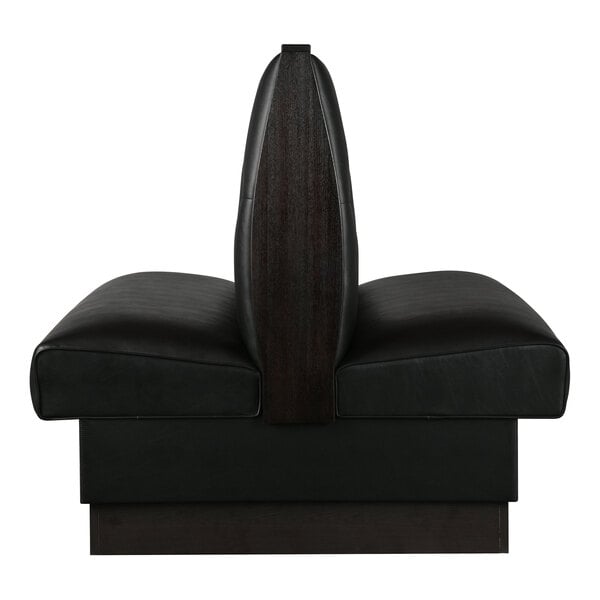 American Tables & Seating William 45 1/2" Long Black Upholstered Double Booth with Button Tufted Back and Walnut Finishes - 42" High
