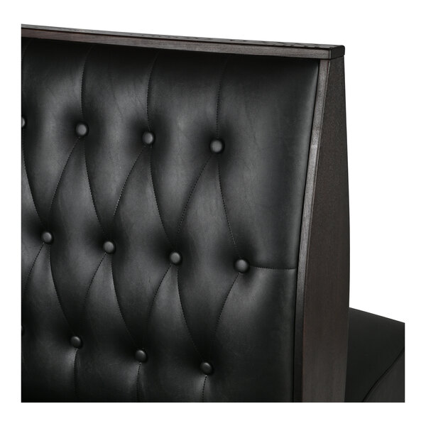 American Tables & Seating William 45 1/2" Long Black Upholstered Double Booth with Button Tufted Back and Walnut Finishes - 42" High