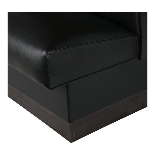 American Tables & Seating William 45 1/2" Long Black Upholstered Double Booth with Button Tufted Back and Walnut Finishes - 42" High