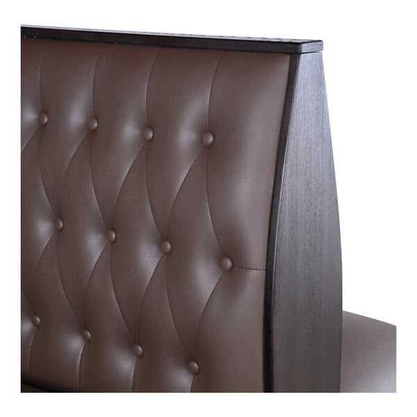 American Tables & Seating William 45 1/2" Long Brown Upholstered Double Booth with Button Tufted Back and Walnut Finishes - 42" High