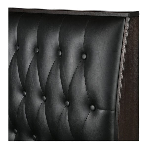 American Tables & Seating William 45 1/2" Long Black Upholstered Single Booth with Button Tufted Back and Walnut Finishes - 42" High