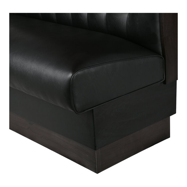 American Tables & Seating William 45 1/2" Long Black Upholstered Single Booth with Button Tufted Back and Walnut Finishes - 42" High