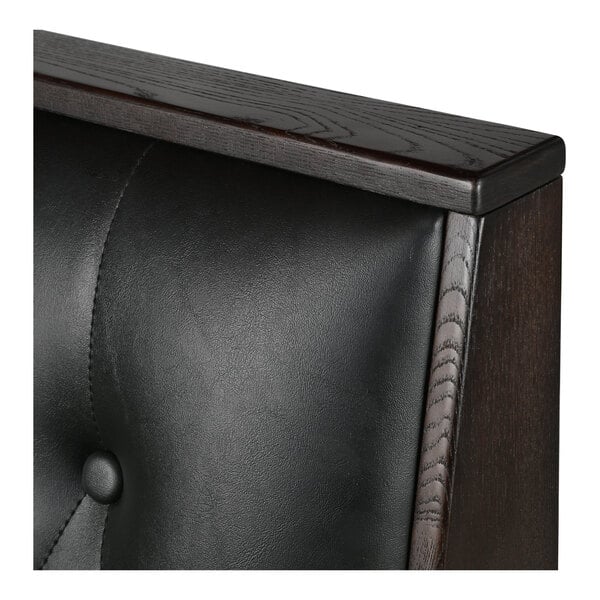 American Tables & Seating William 45 1/2" Long Black Upholstered Single Booth with Button Tufted Back and Walnut Finishes - 42" High