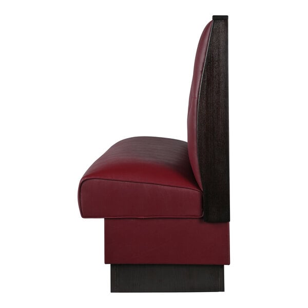 American Tables & Seating William 45 1/2" Long Red Upholstered Single Booth with Button Tufted Back and Walnut Finishes - 42" High