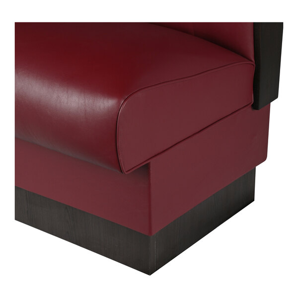 American Tables & Seating William 45 1/2" Long Red Upholstered Single Booth with Button Tufted Back and Walnut Finishes - 42" High