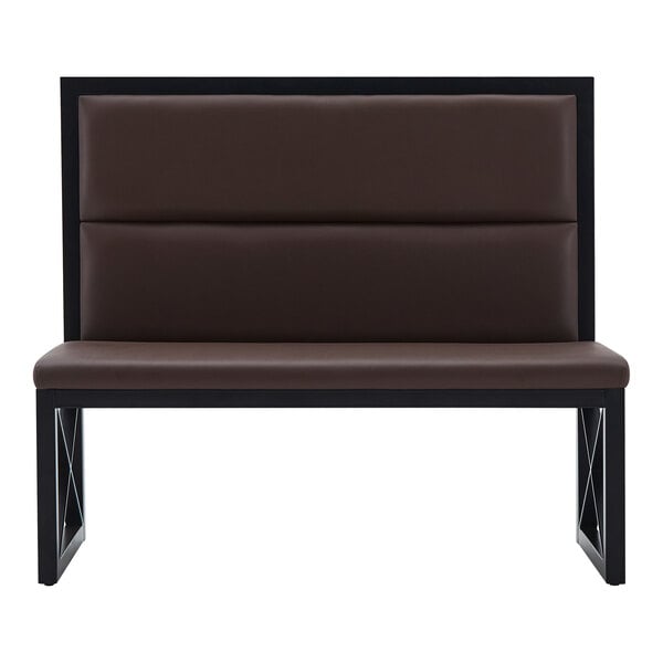 American Tables & Seating 47 1/2" Long Black Metal Single Booth with Mocha Vinyl - 42" High
