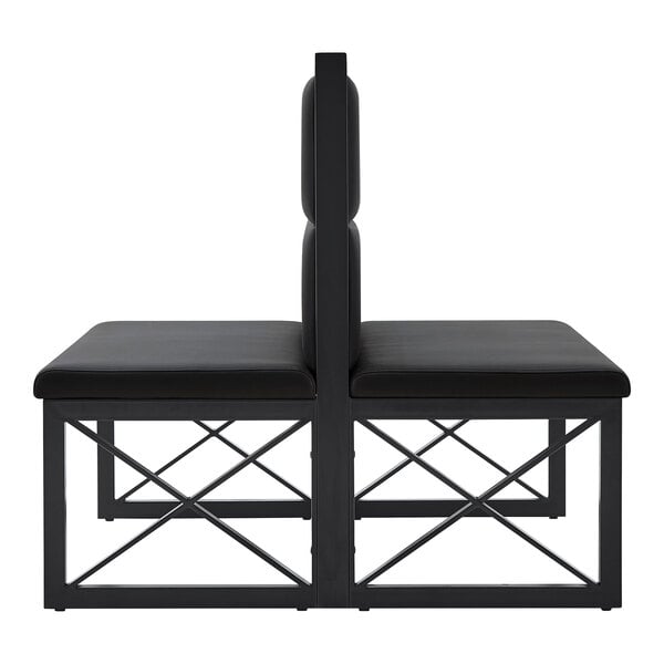 American Tables & Seating 47 1/2" Long Black Metal Double Booth with Black Vinyl - 42" High