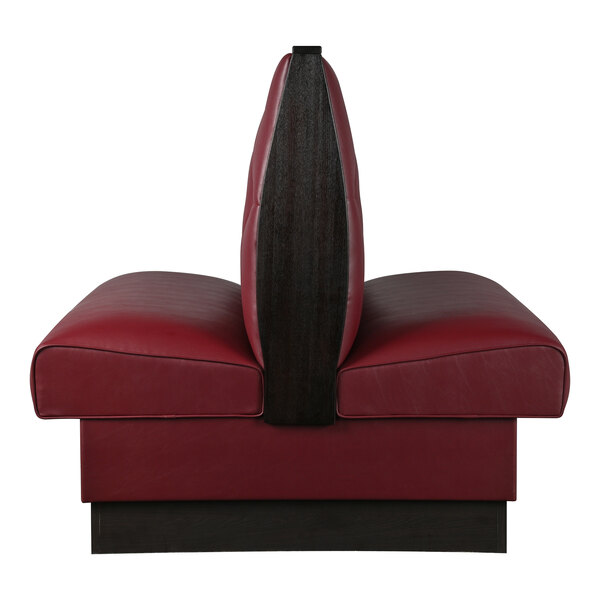 American Tables & Seating William 45 1/2" Long Red Upholstered Double Booth with Button Tufted Back and Walnut Finishes - 42" High