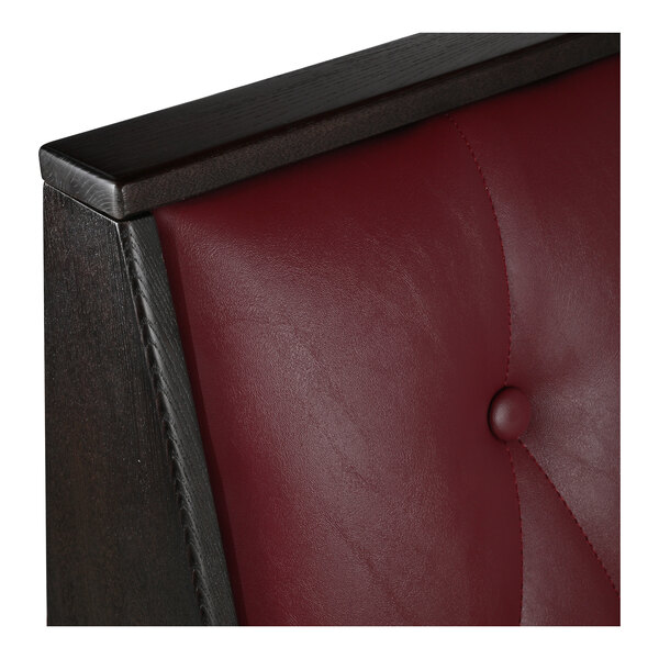 American Tables & Seating William 45 1/2" Long Red Upholstered Double Booth with Button Tufted Back and Walnut Finishes - 42" High