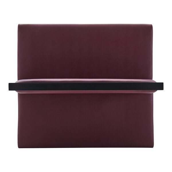 American Tables & Seating 47 1/2" Long Black Metal Double Booth with Sangria Vinyl - 42" High