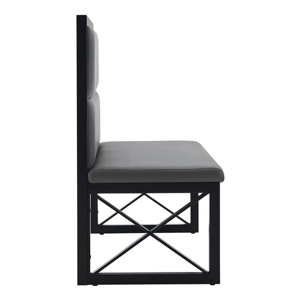 American Tables & Seating 47 1/2" Long Black Metal Single Booth with Gunmetal Vinyl - 42" High