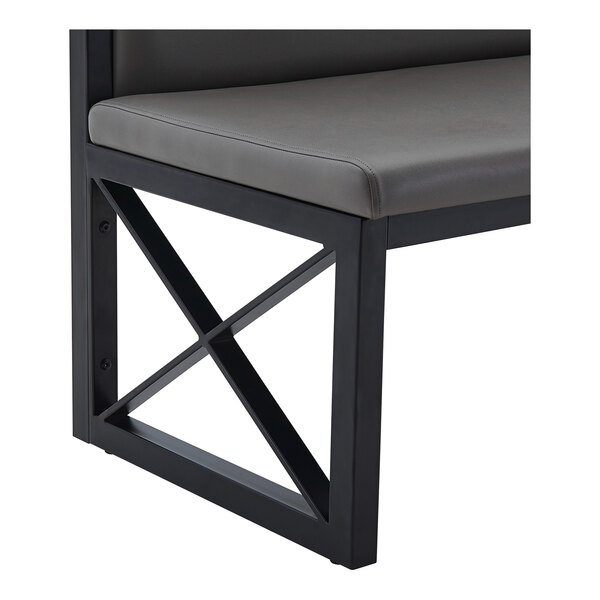 American Tables & Seating 47 1/2" Long Black Metal Single Booth with Gunmetal Vinyl - 42" High