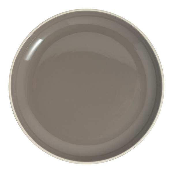 Homer Laughlin Ivory Woodland from Steelite International 8" Round Truffle Gray China Coupe Plate - 24/Case