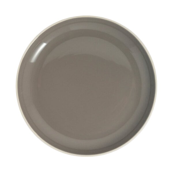 Homer Laughlin Ivory Woodland from Steelite International 6 5/8" Round Truffle Gray China Coupe Plate - 24/Case