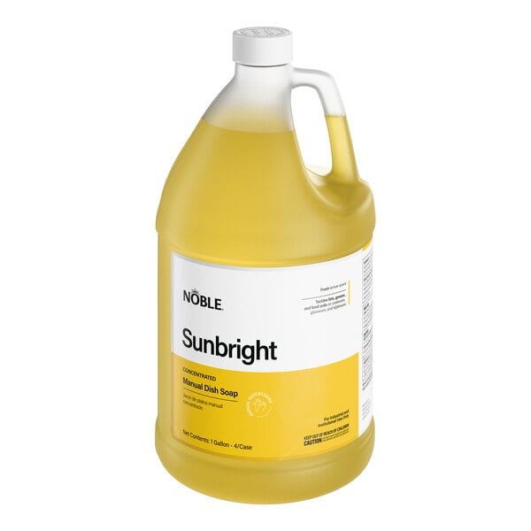 Noble Sunbright 1 Gallon / 128 oz. Lemon Concentrated Liquid Dish Soap - 4/Case