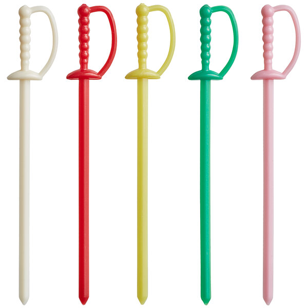Royal Paper 3 1/4" Assorted Color Plastic Sword Food Pick - 10,000/Case
