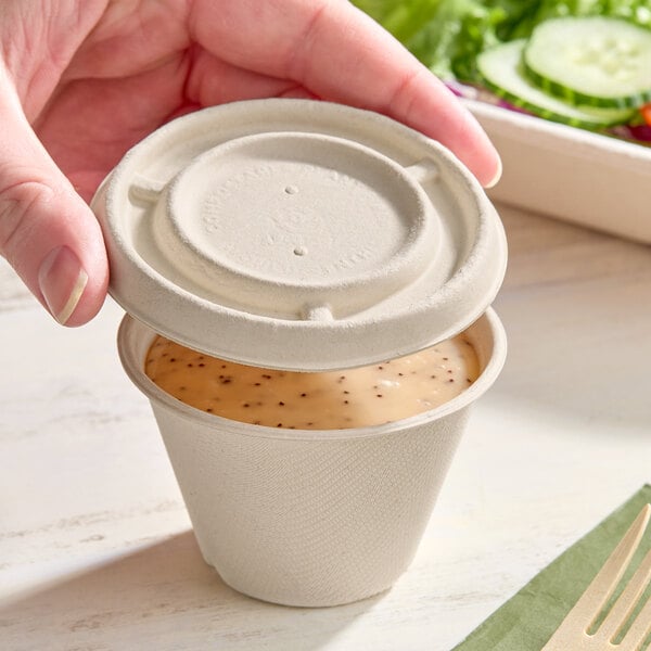 World Centric Compostable Fiber Lid with Leaf Plus for 4 oz. Fiber Portion Cup - 1,000/Case