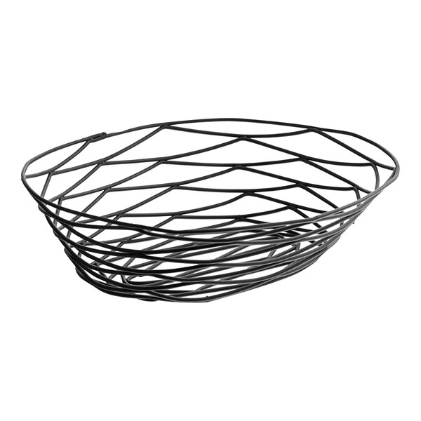Tablecraft Artisan 9" x 6" x 2 1/4" Oval Black Wire Basket - 6/Case