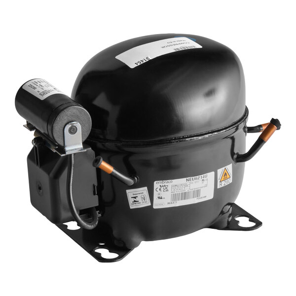 A black refrigeration compressor unit for Avantco EUC-F-160-A and EUC-H-160-A models.