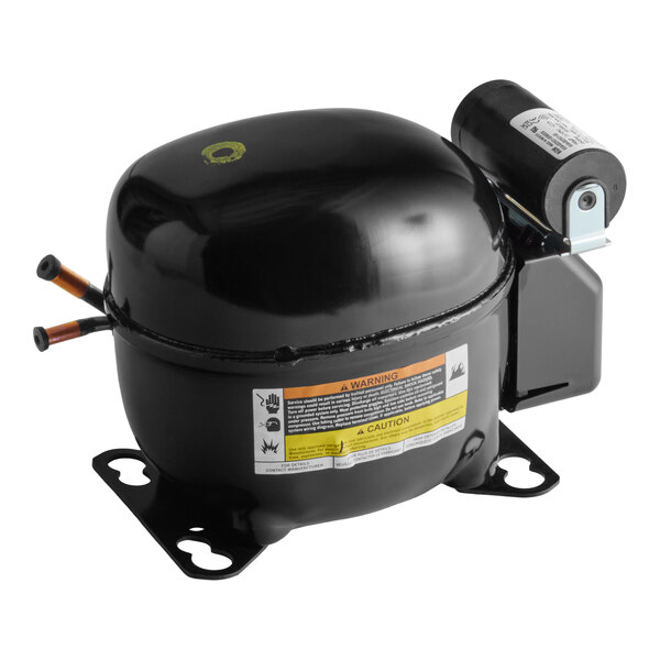 A black refrigeration compressor unit designed for use with Avantco EUC-F-130-A and EUC-H-130-A models.