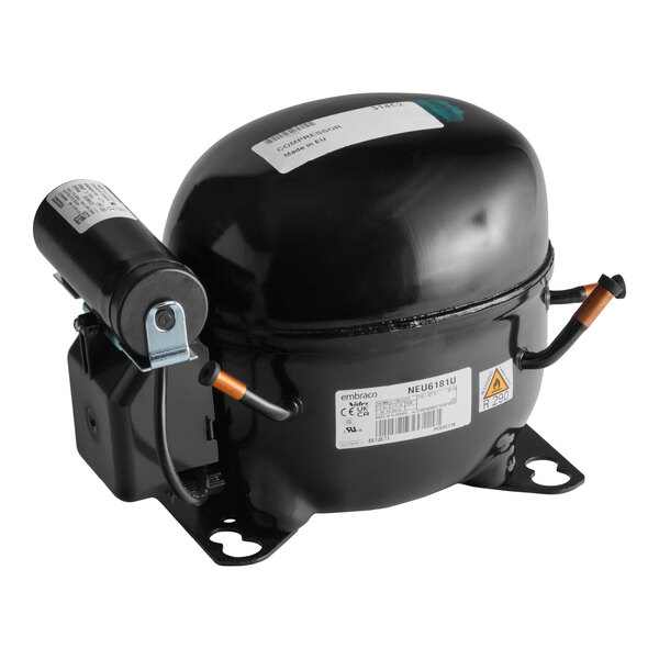 A black refrigeration compressor unit designed for use with Avantco EUC-F-230-A and EUC-H-230-A models.