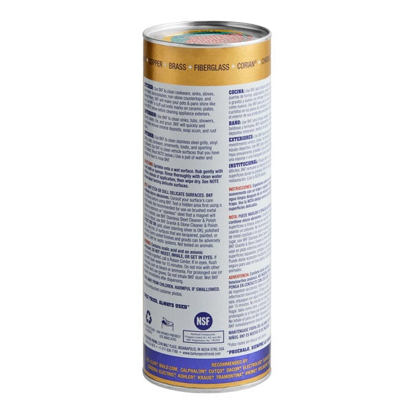 A cylindrical container of Bar Keepers Friend 21 oz. all-purpose cleaning powder.