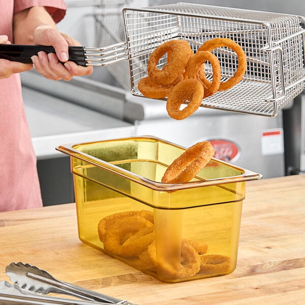 Cambro H-Pan™ 1/3 Size 6" Deep Amber High Heat Plastic Food Pan 36HP150 - 6/Case