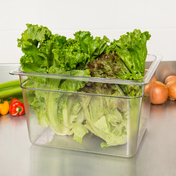 Cambro Camwear® 1/2 Size 8" Deep Clear Polycarbonate Food Pan 28CW135 - 6/Case