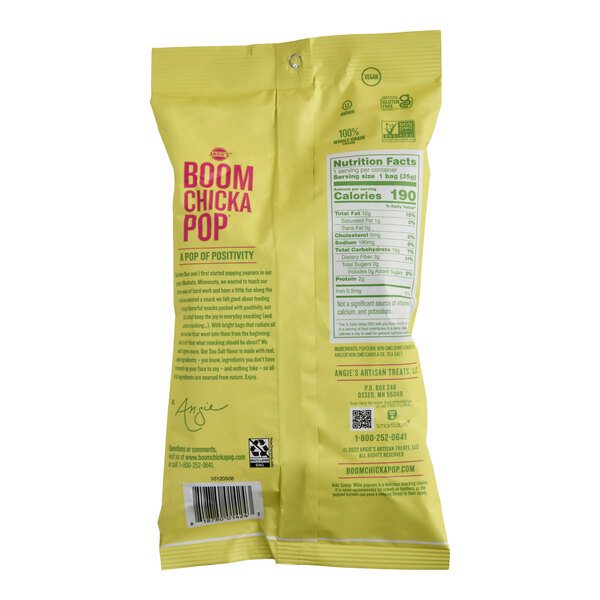 Angie's BOOMCHICKAPOP Sea Salt Popcorn 1.25 oz. - 12/Case