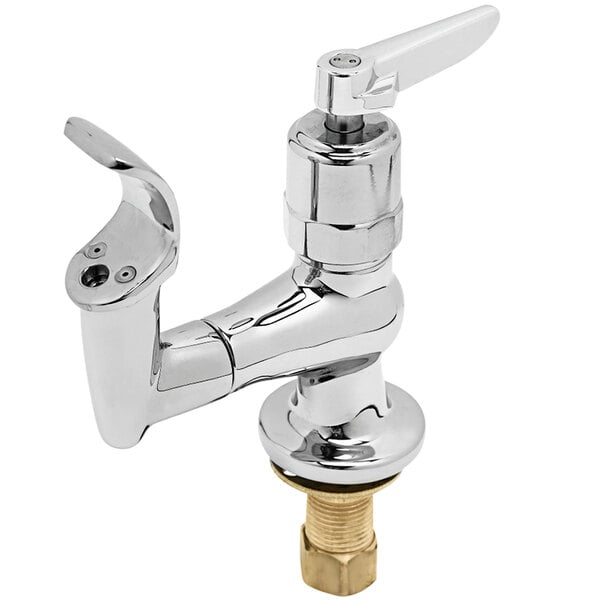 A T&S brass drinking fountain bubbler with a lever handle.