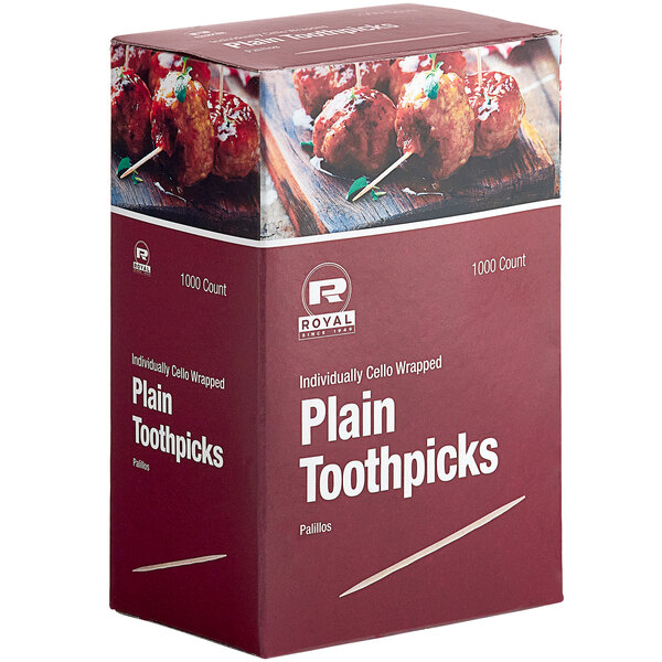 Royal Paper 2 1/2" Individually Wrapped Plain Toothpicks - 15,000/Case